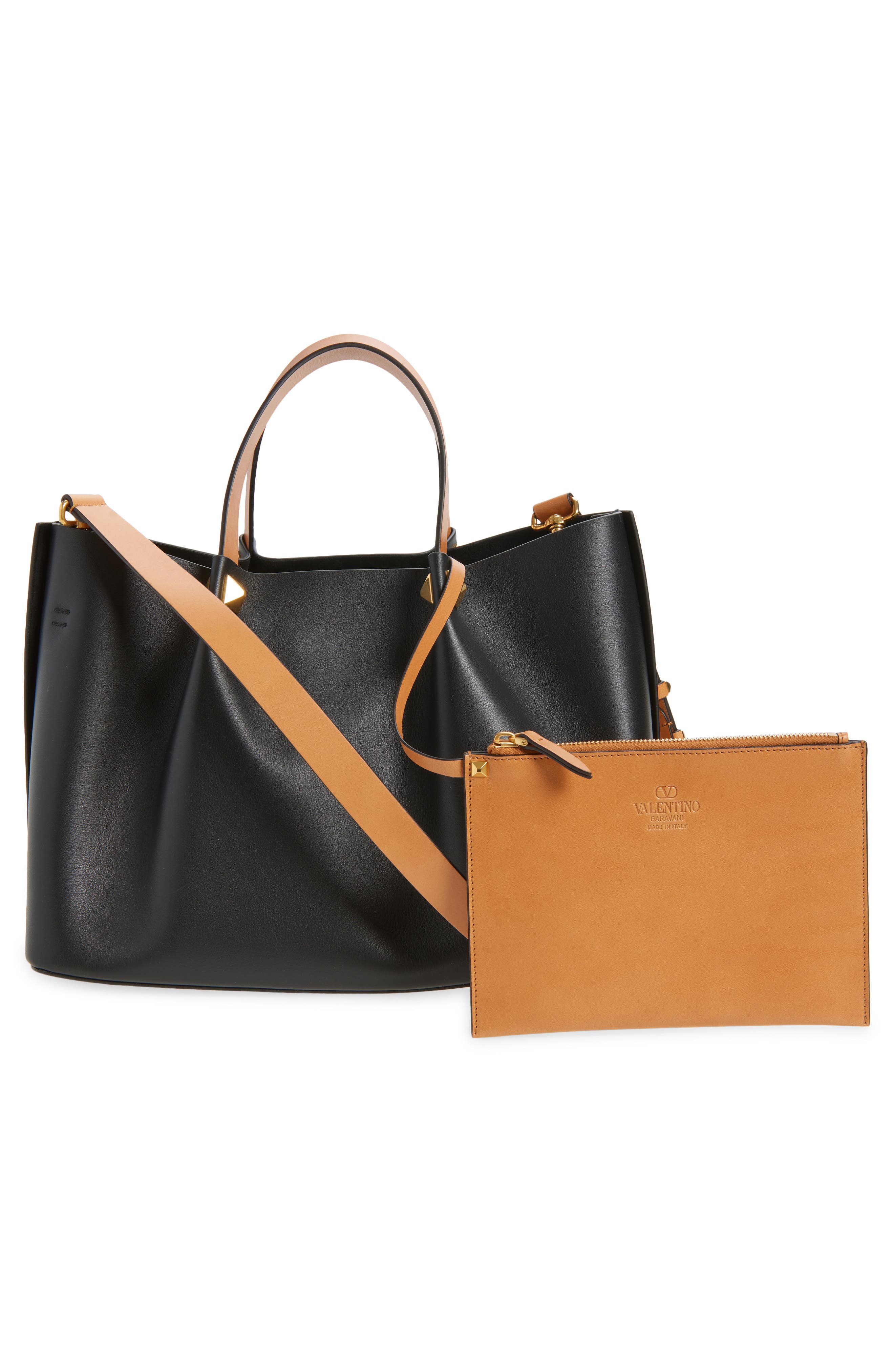 Valentino Garavani Signature VLOGO Tote, Alternate, color, Black/ Camel