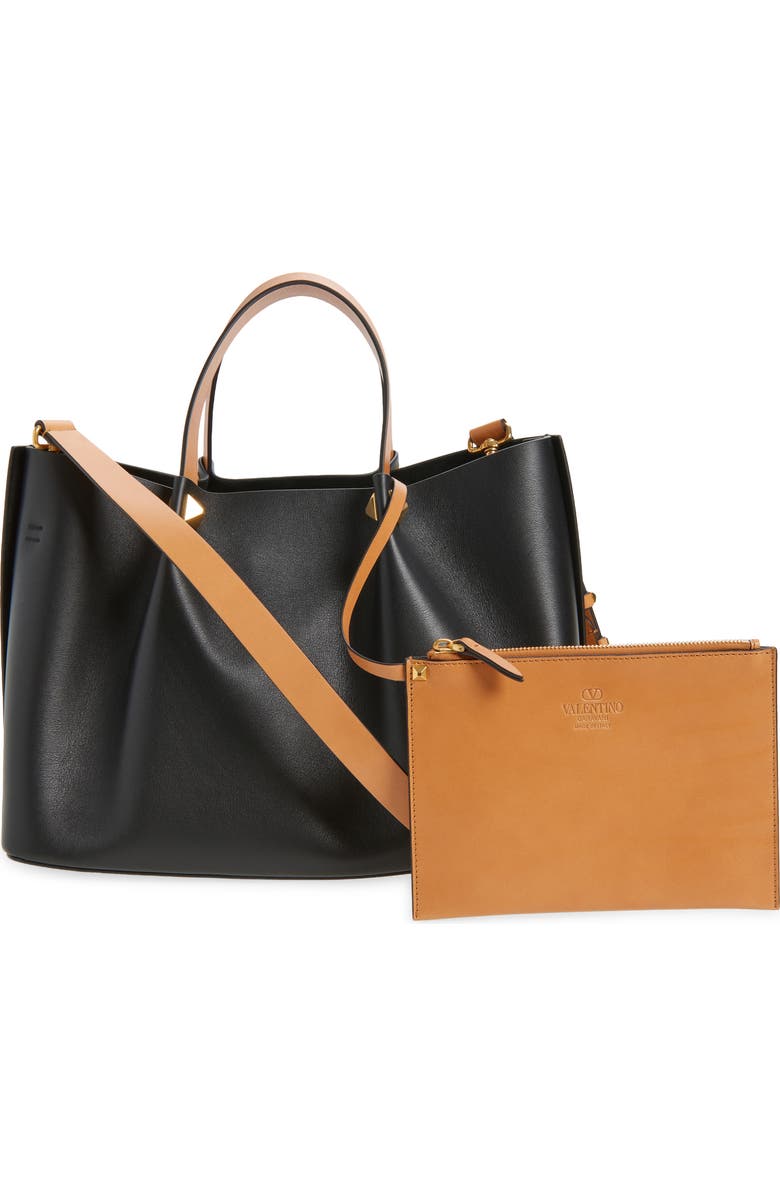 Valentino Garavani Signature VLOGO Tote, Alternate, color, Black/ Camel