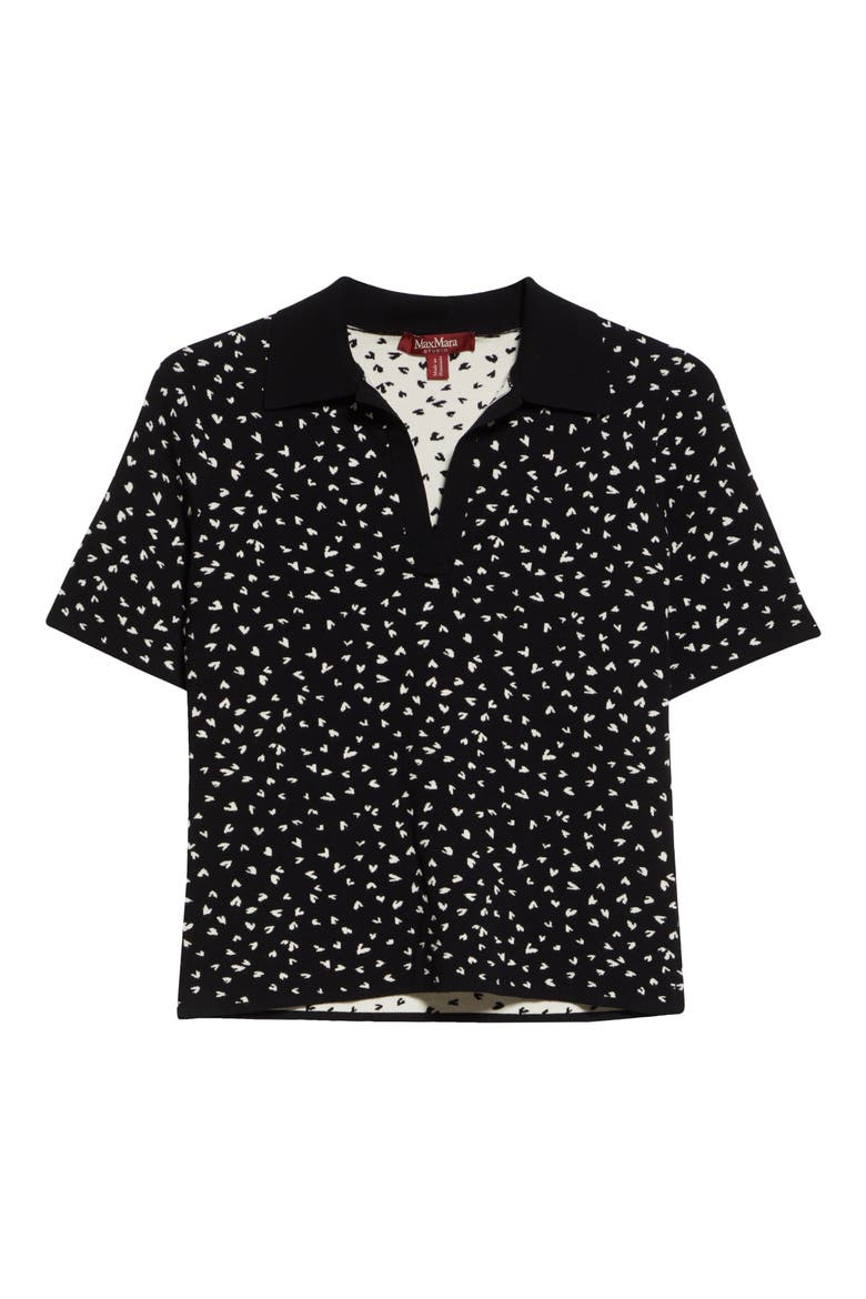 Acqua Heart Print Polo Sweater, Alternate, color, BLACK