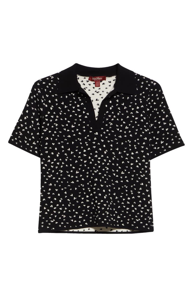 Max Mara Studio Acqua Heart Print Polo Sweater, Alternate, color,