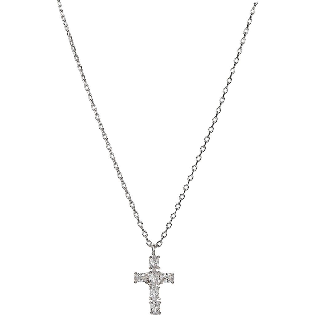 Bearfruit Jewelry 14k Gold Plated Evelina Crystal Cross Necklace Holiday Gift Guide In Metallic