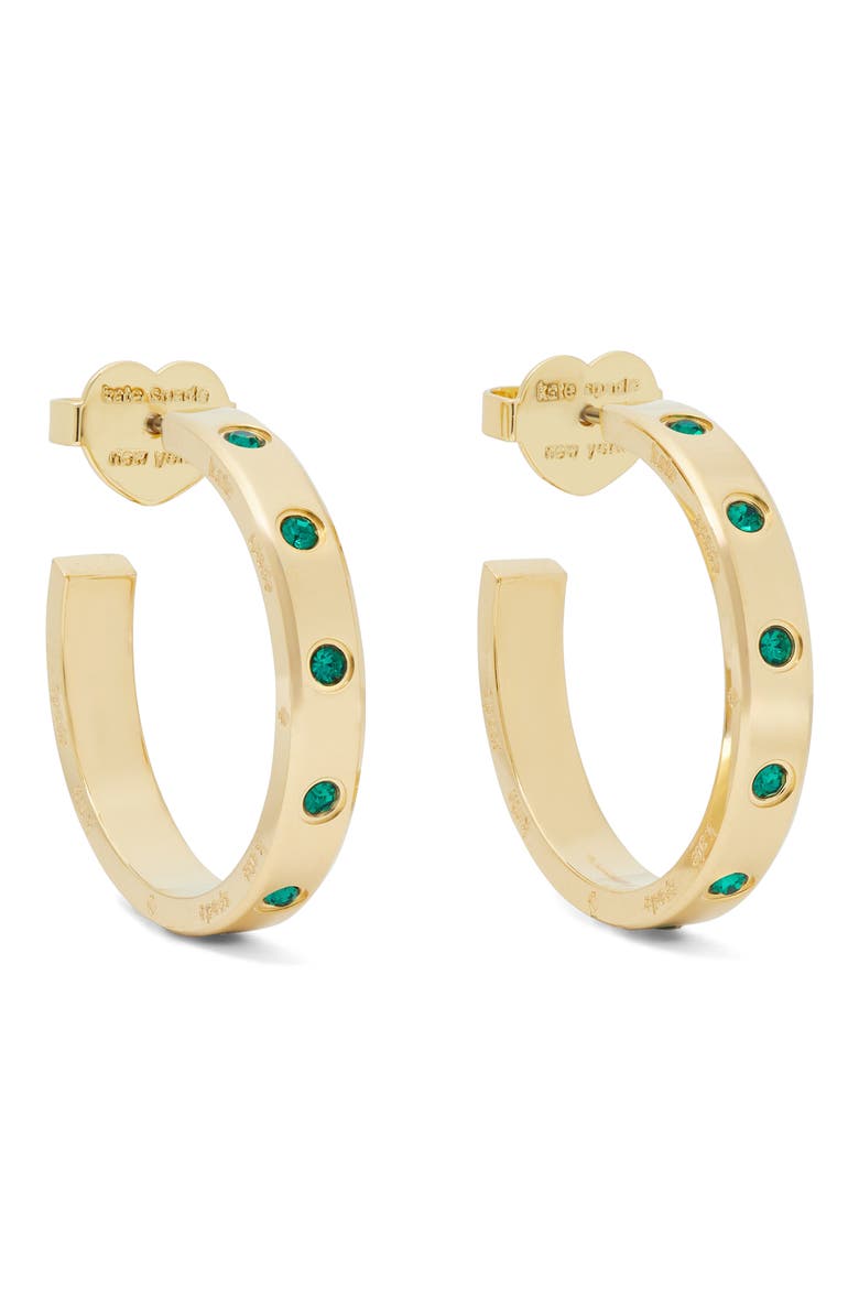 cubic zirconia hoop earrings, Main, color, EMERALD.