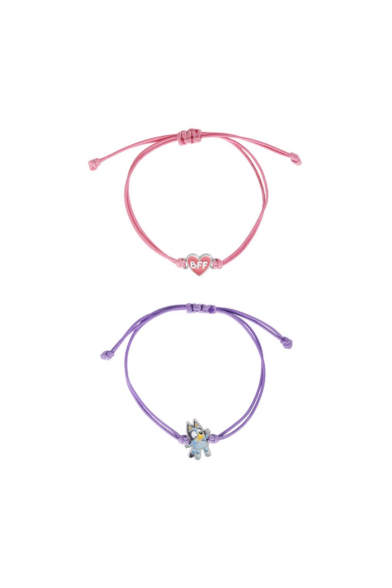 Adjustable Friendship Bracelet Set, Heart Charm, 4-Pack, Alternate, color, Multicolor