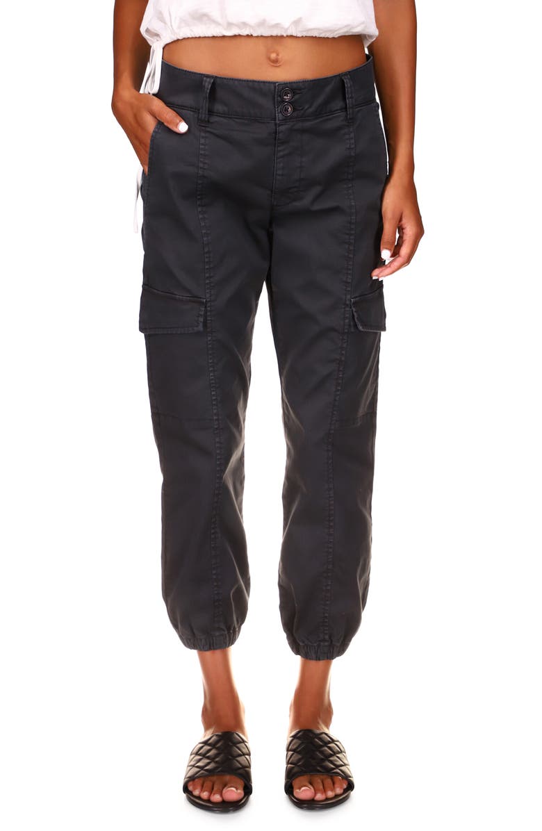 Sanctuary Rebel Crop Stretch Cotton Cargo Pants, Main, color, Obsidian