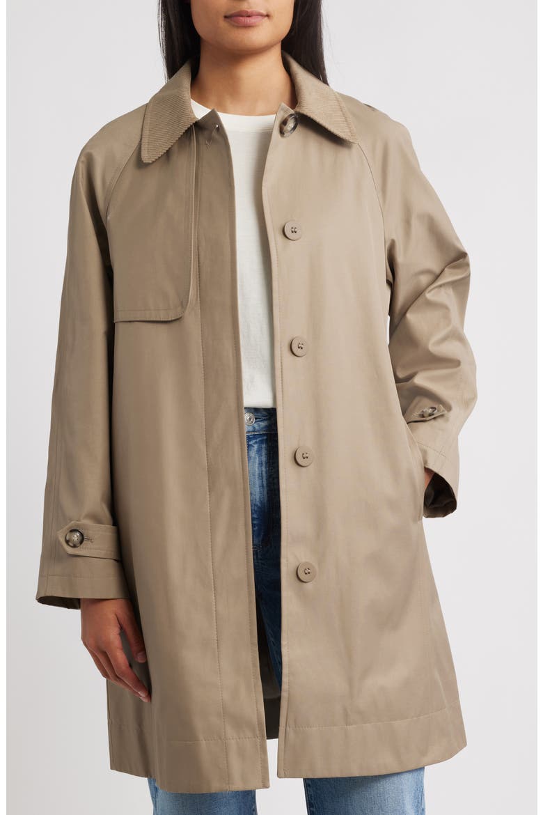 Corduroy Collar Raincoat, Alternate, color, SAND
