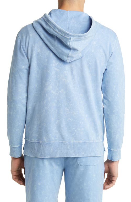 Stone Rose Acid Wash Zip Front Fleece Hoodie In Light Blue