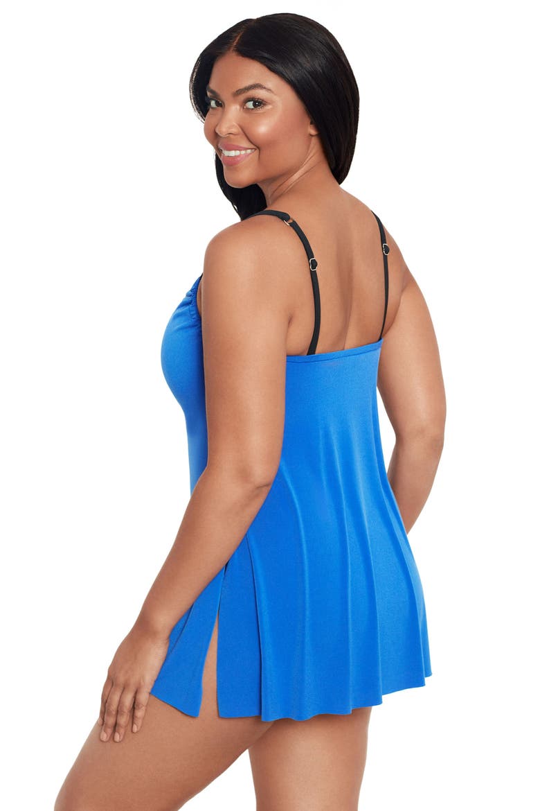 Brianna Adjustable Side-Tie Coverage Swimdress, Alternate, color, Cobalt Blue