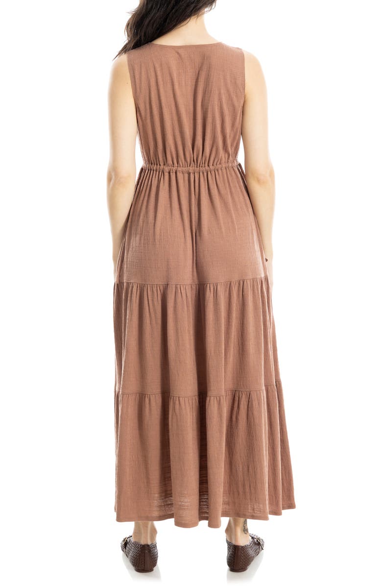 MAX STUDIO V-Neck Sleeveless Tiered Maxi Dress, Alternate, color, Copper Rose