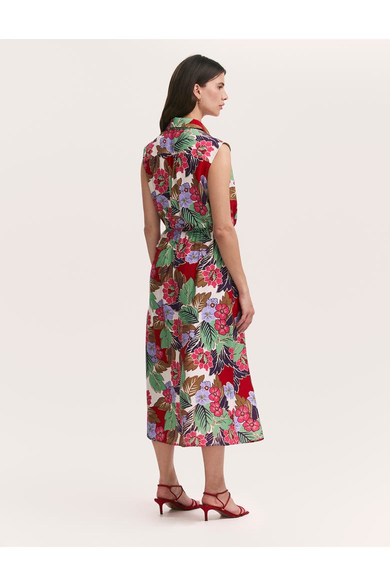 Alida Floral Midi Shirt Dress, Alternate, color, Red Floral