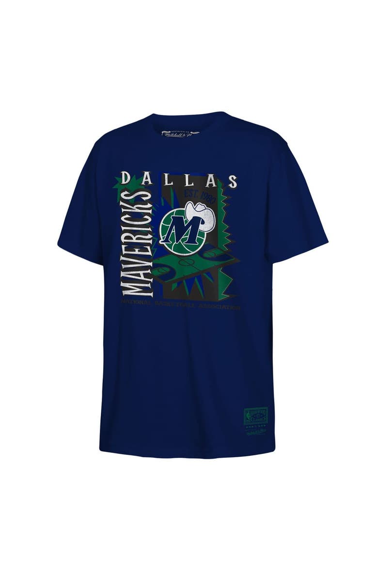 Youth Mitchell & Ness Navy Dallas Mavericks Retro '90s Poster T-Shirt, Alternate, color, Navy
