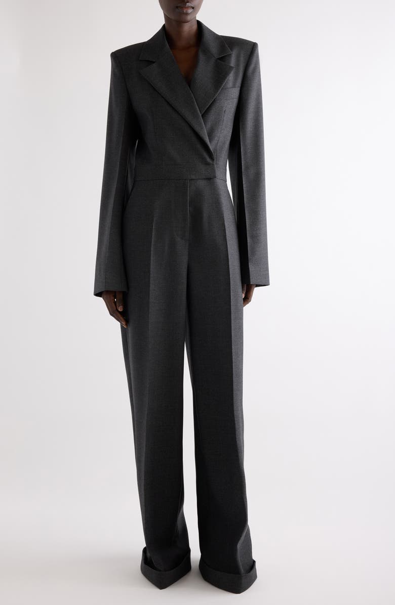 Givenchy Long Sleeve Silk Jumpsuit, Main, color, Grey Mix