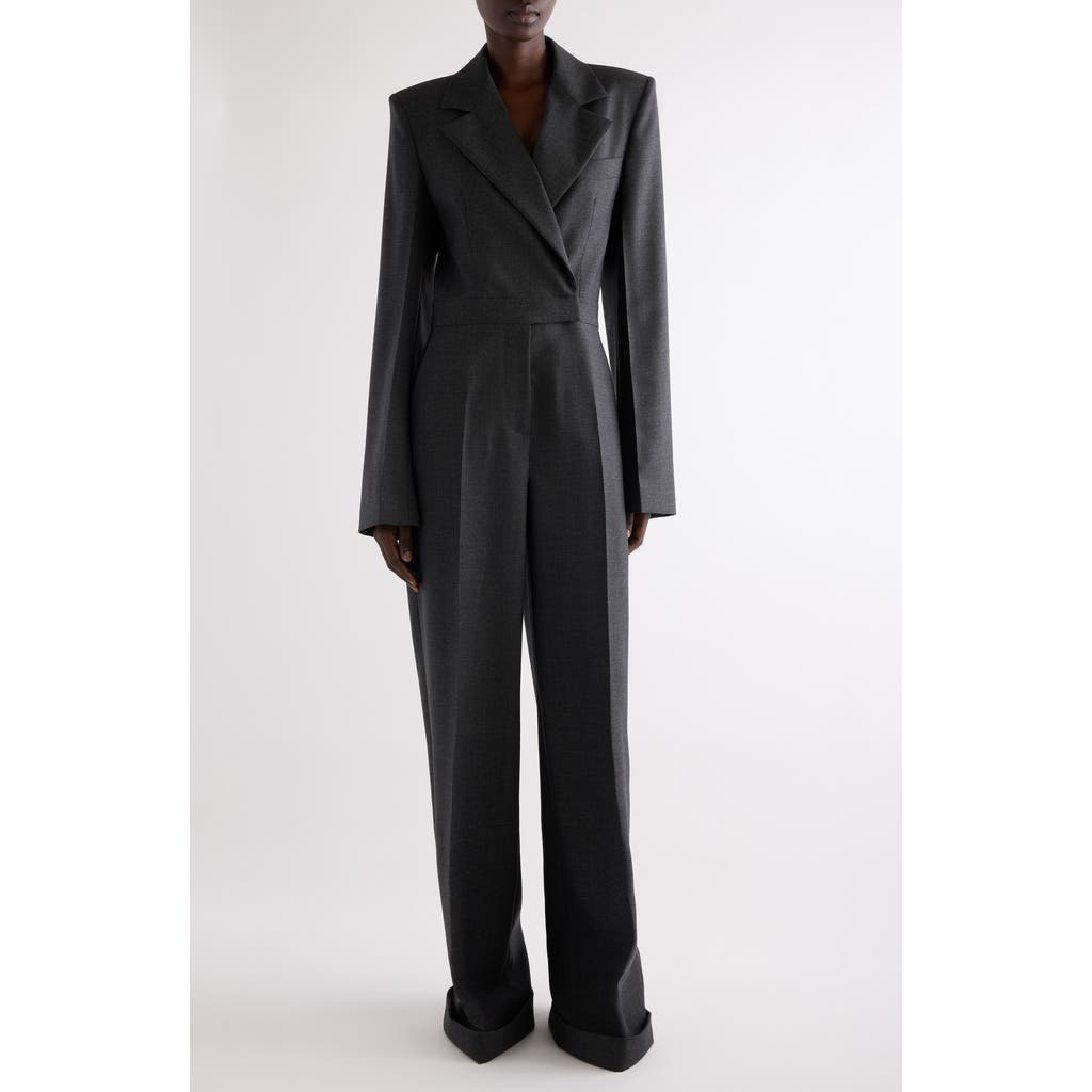 Givenchy Long Sleeve Silk Jumpsuit In Gray