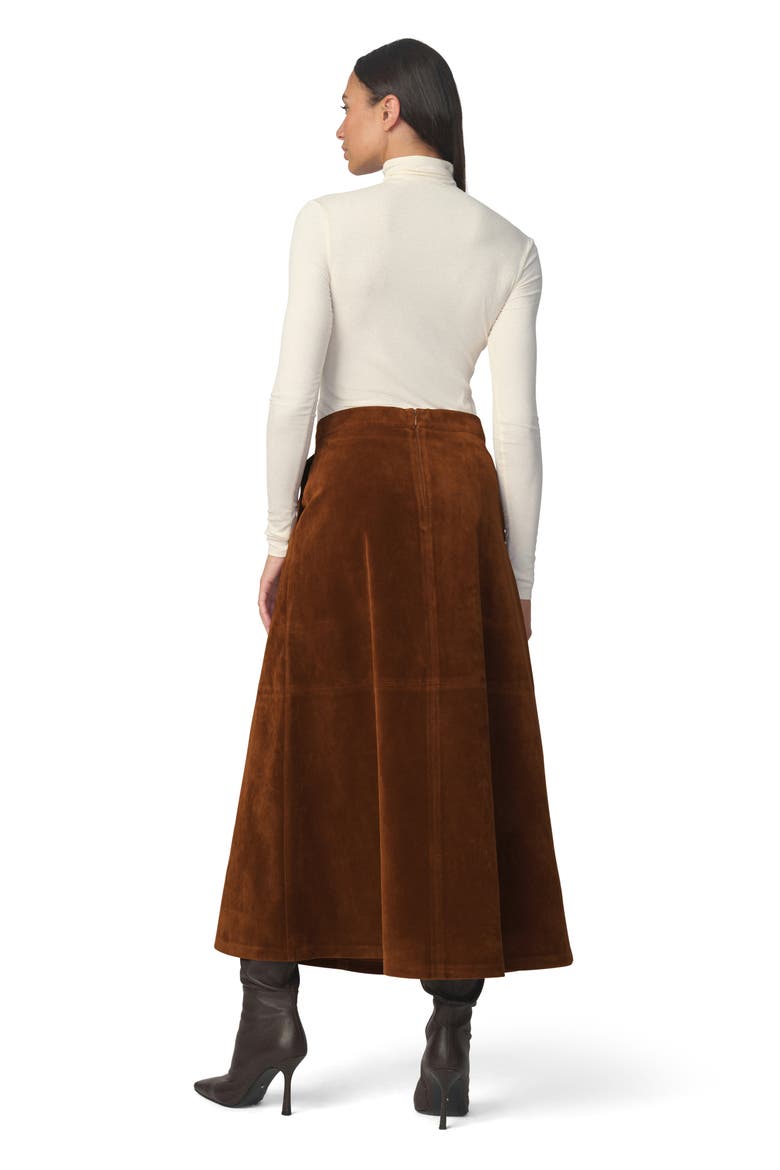 Tavi Faux Suede Midi Skirt, Alternate, color, CHESTNUT