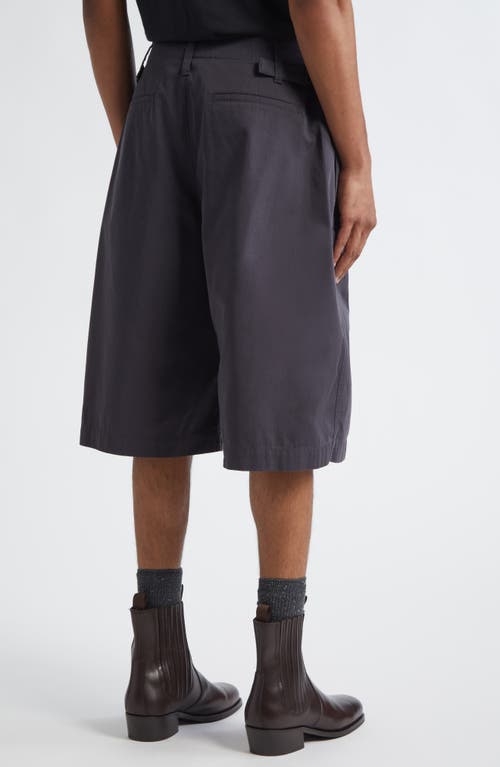 Lemaire Men Cotton Shorts With Maxi Pleats In Gray