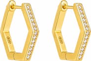 MESHMERISE Hexagonal Pavé Huggie Hoop Earrings
