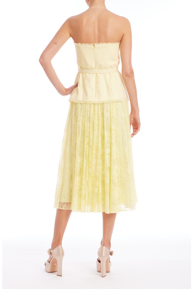 Strapless Mixed Media Cocktail Dress, Alternate, color, PALE YELLOW