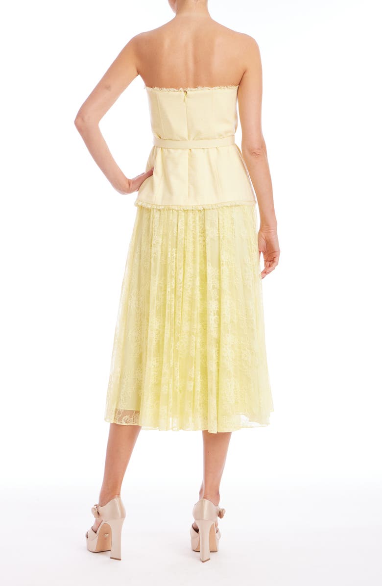 Badgley Mischka Collection Strapless Mixed Media Cocktail Dress, Alternate, color, Pale Yellow