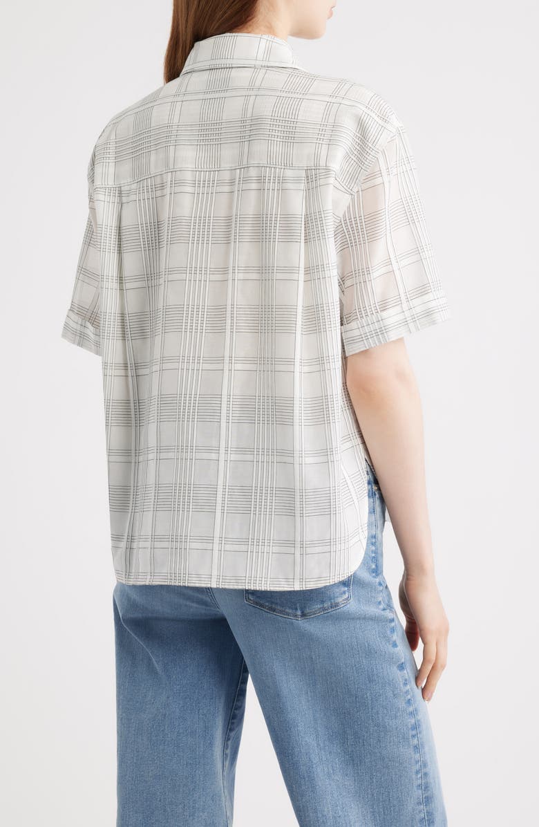 rag & bone Connie Plaid Short Sleeve Cotton & Silk Button-Up Shirt, Alternate, color, White Plaid