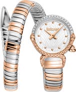 Just Cavalli Radiosa Snake Wraparound Bracelet Watch, 22mm