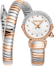 Just Cavalli Radiosa Snake Wraparound Bracelet Watch, 22mm