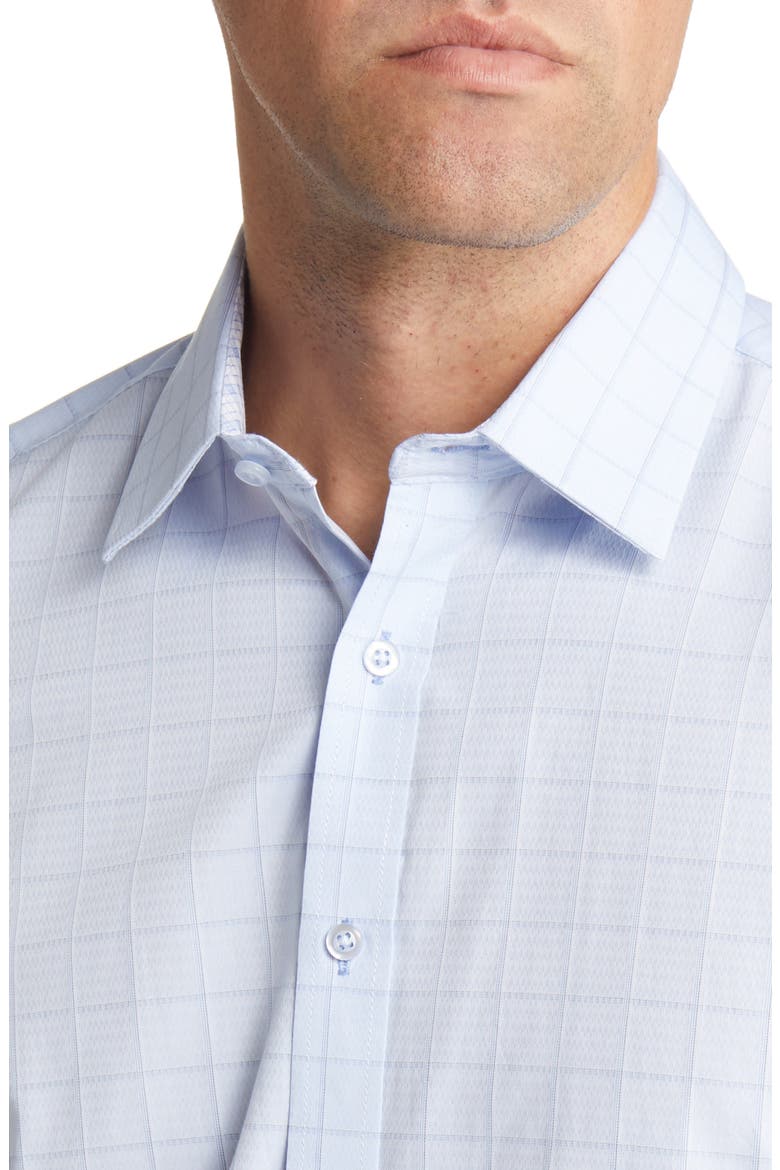 Trim Fit Fancy Check Cotton Dress Shirt, Alternate, color, NAVY