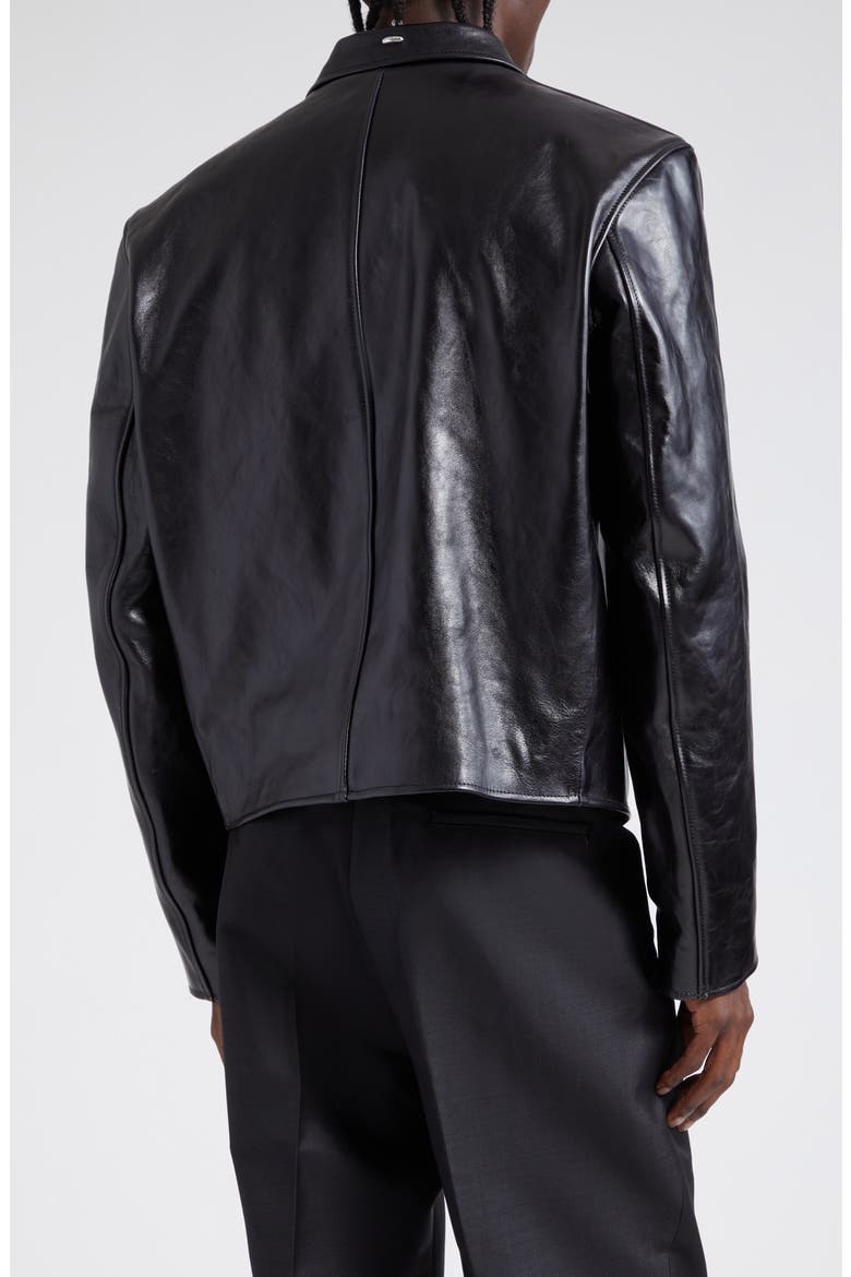 Boxy Mini Leather Jacket, Alternate, color, TOP DYED BLACK LEATHER
