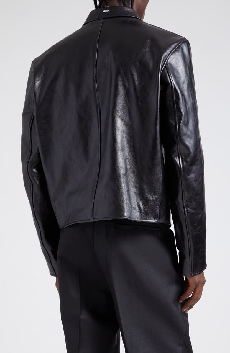 OUR LEGACY Boxy Mini Leather Jacket, Alternate, color, Top Dyed Black Leather