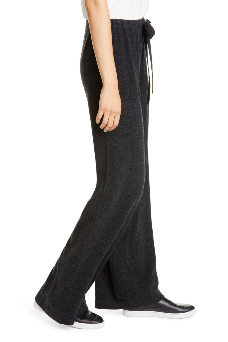 Wool & Cashmere Wide Leg Pants, Alternate, color, HEATHER CARBON