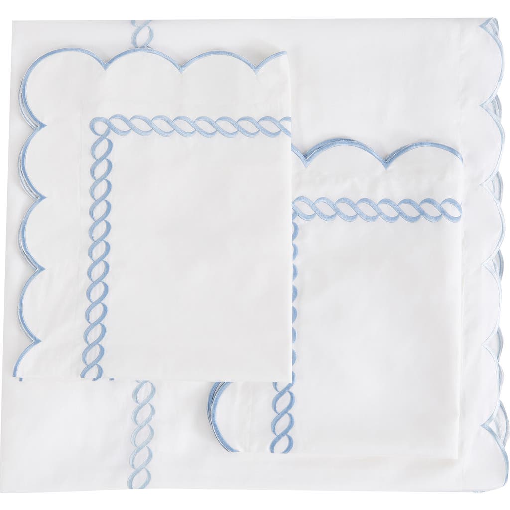 Melange Home Scallop Rope Duvet & Sham Set In White/blue