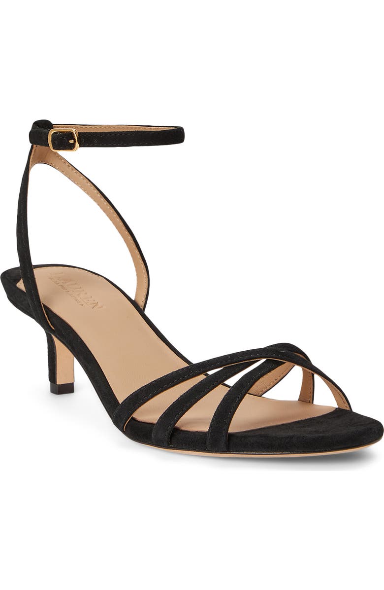 Lauren Ralph Lauren Kendyl Ankle Strap Kitten Heel Sandal, Main, color, Black