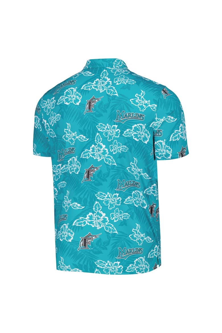Men's Reyn Spooner Teal Florida Marlins Cooperstown Collection Puamana Print Polo, Alternate, color, Teal