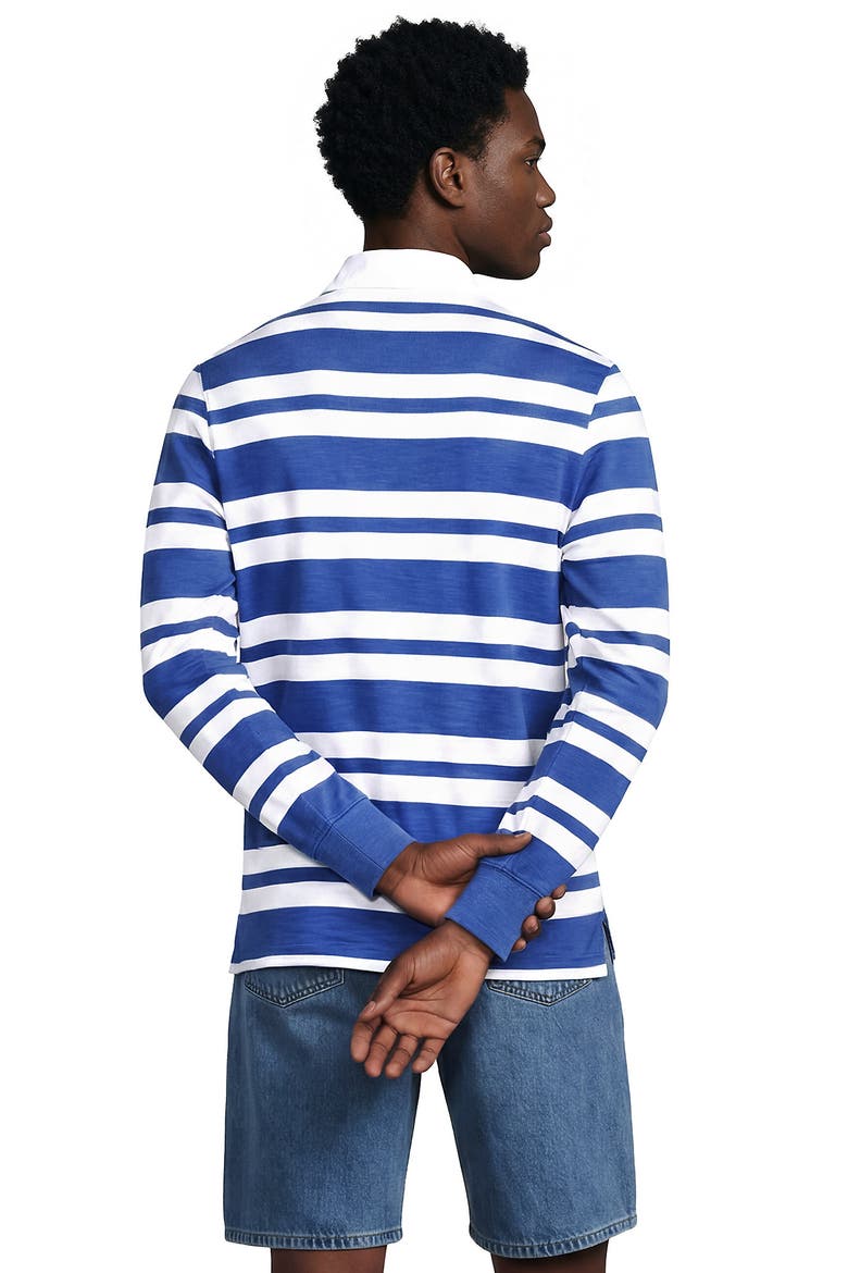 Long Sleeve Lightweight Slub Rugby Polo, Alternate, color, Muted Cobalt Blue/White Stripe