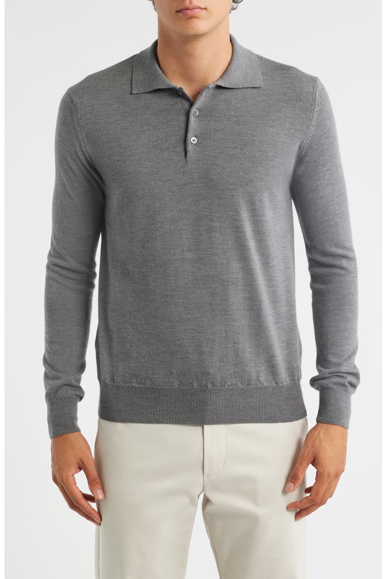 Long Sleeve Cashwool® Polo Sweater, Main, color, DARK GREY