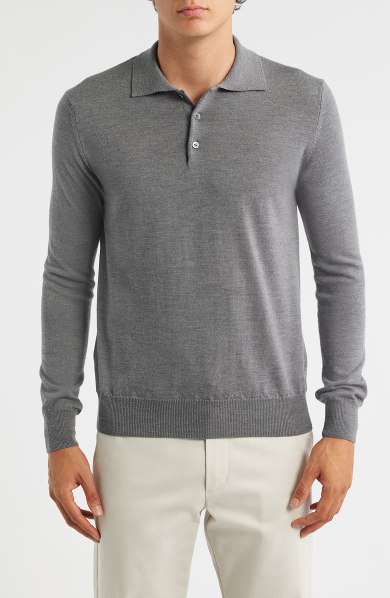 Aurélien Long Sleeve Cashwool<sup>®</sup> Polo Sweater, Main, color, Dark Grey