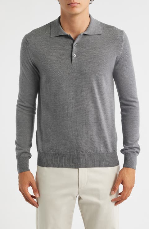 Long Sleeve Cashwool® Polo Sweater