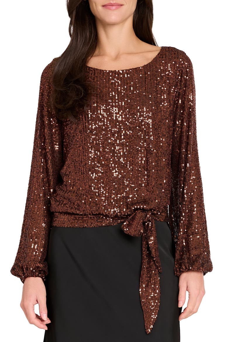 Sequin Top, Main, color, CHOCOLATE