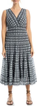 MAX STUDIO V-Neck Sleeveless Mesh Midi Dress