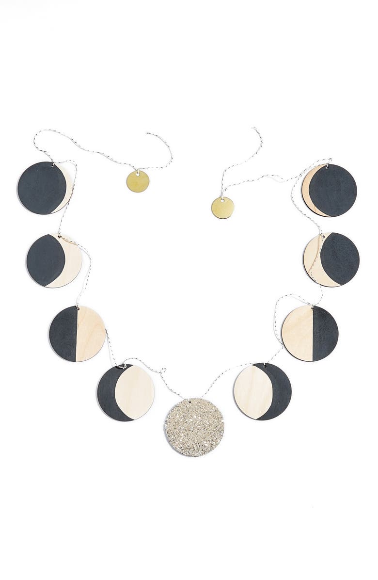 THE GREAT LAKES GOODS Moon Phase Wooden Garland, Main, color, 