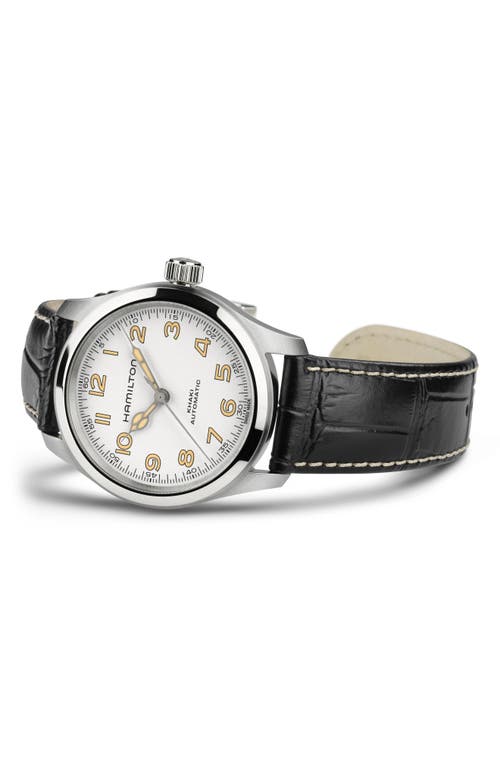 Hamilton Khaki Field Murph Automatic White Dial Black Leather Strap Men's Watch H70405710 In White