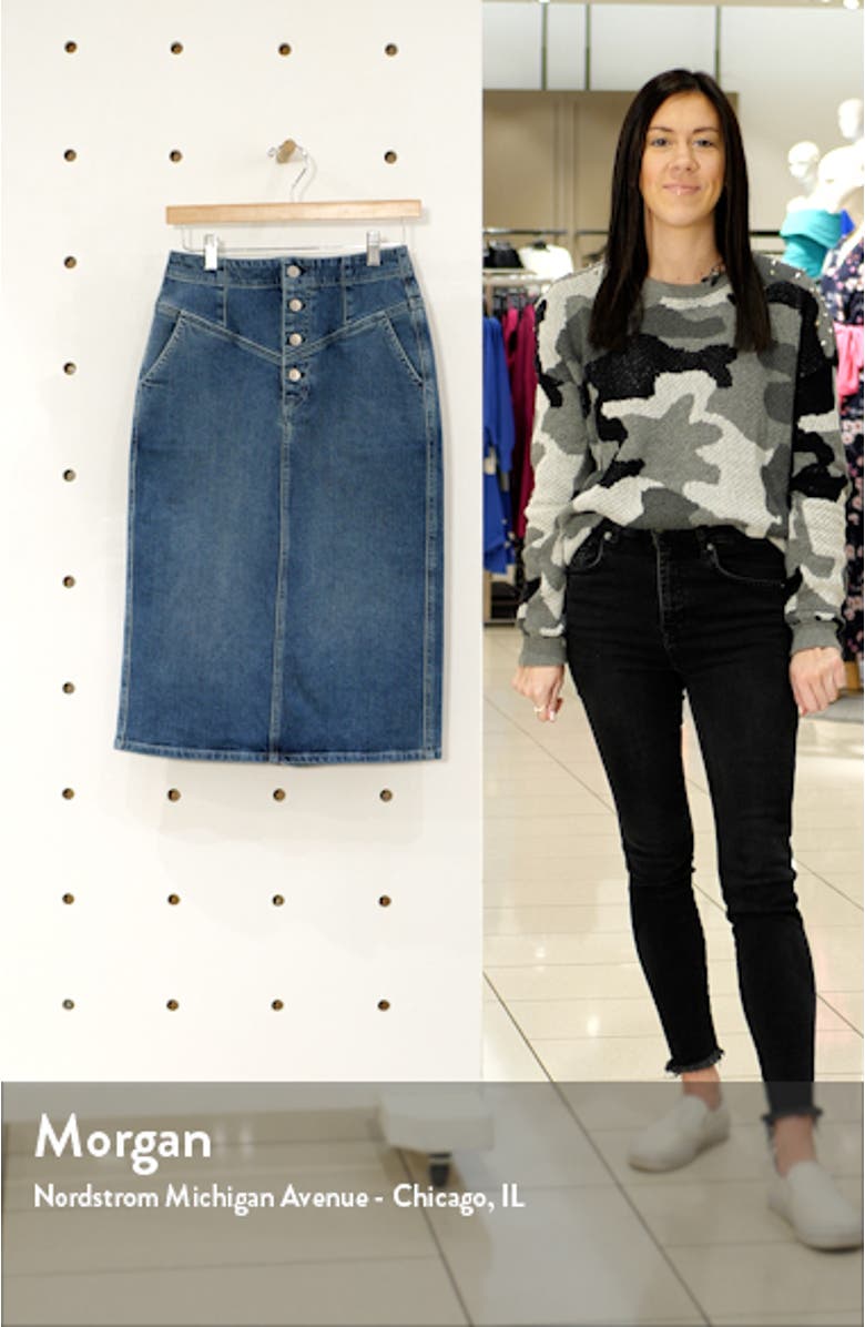 Selina Yoke Detail Denim Skirt, sales video thumbnail
