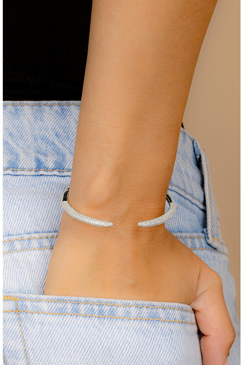 CZ Open Spike Cuff Bracelet, Alternate, color, SILVER