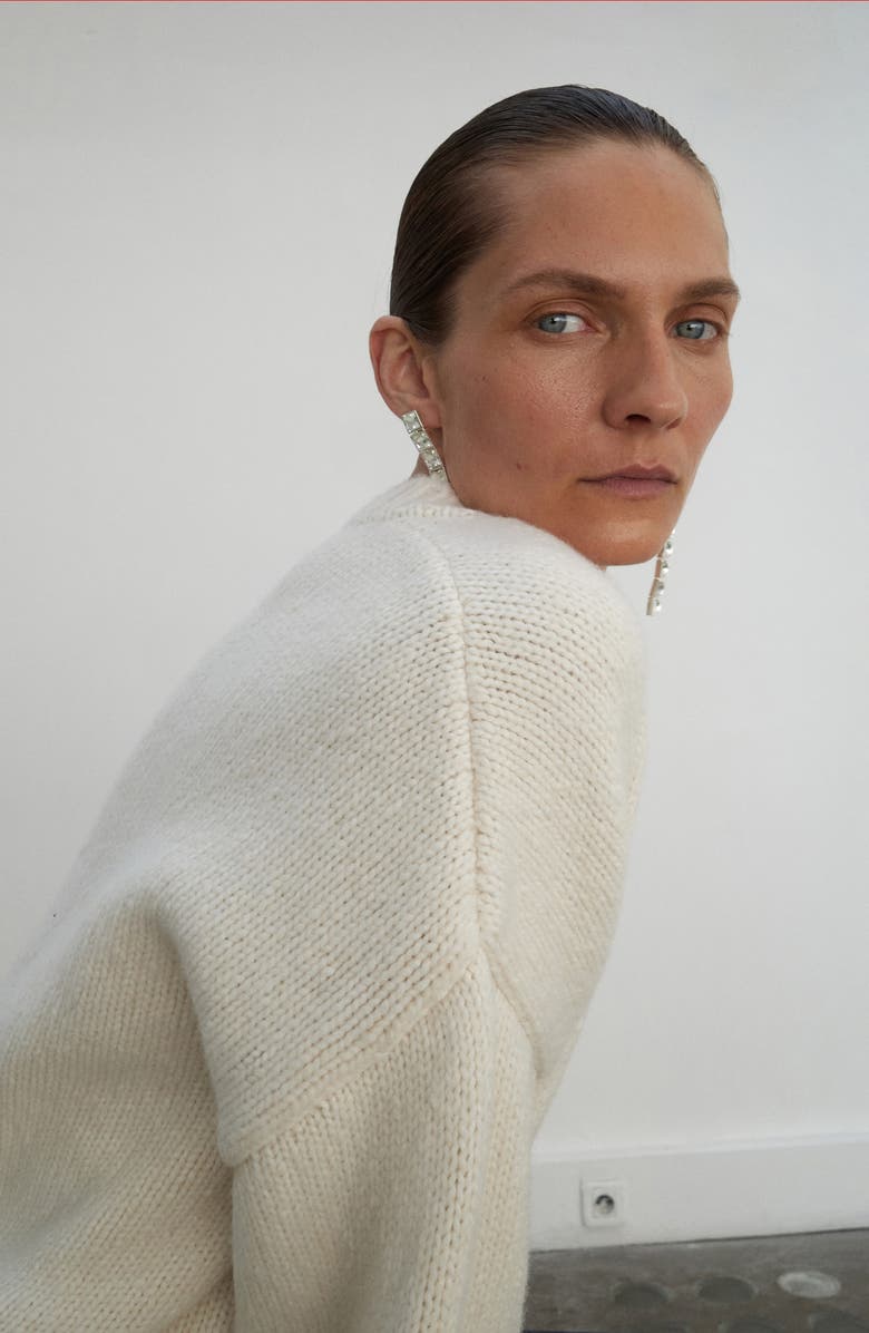 MANGO Selection Chunky V-Neck Sweater, Alternate, color, Ecru