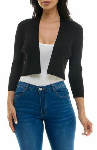 Nina Leonard Ribbed Bolero Cardigan