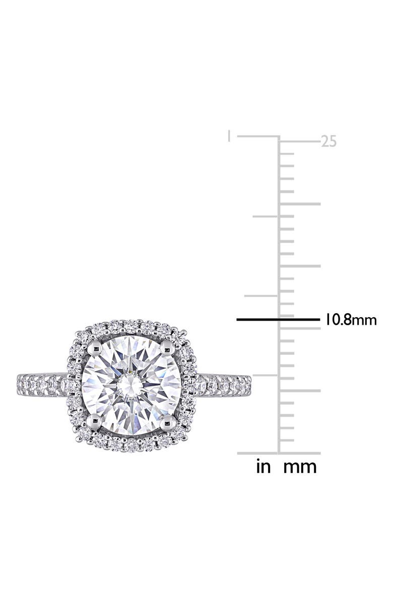 DELMAR 10K White Gold Moissanite Halo Engagement Ring, Alternate, color, 