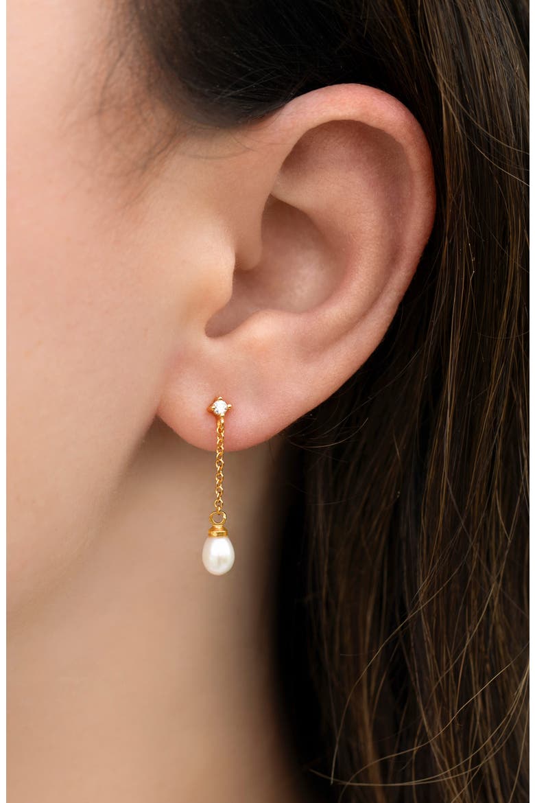 Falling Imitation Pearl Drop Earrings, Alternate, color, GOLD