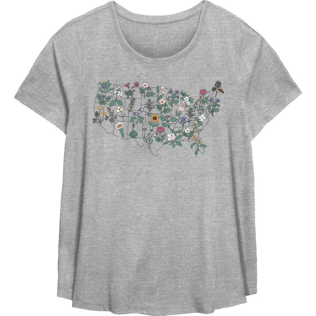 Lost Gods State Flower Map Graphic T-shirt In Gray