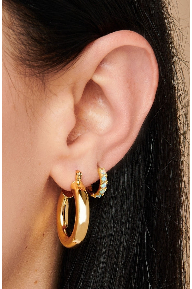 Chunky Bear Hoop Earrings, Alternate, color, Gold