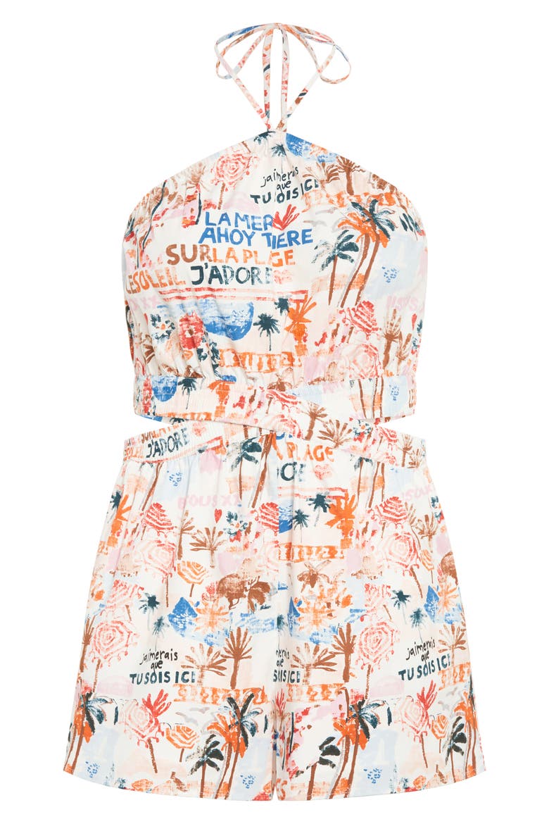 Almay Halter Romper, Alternate, color, ORANGE POSTACRDS