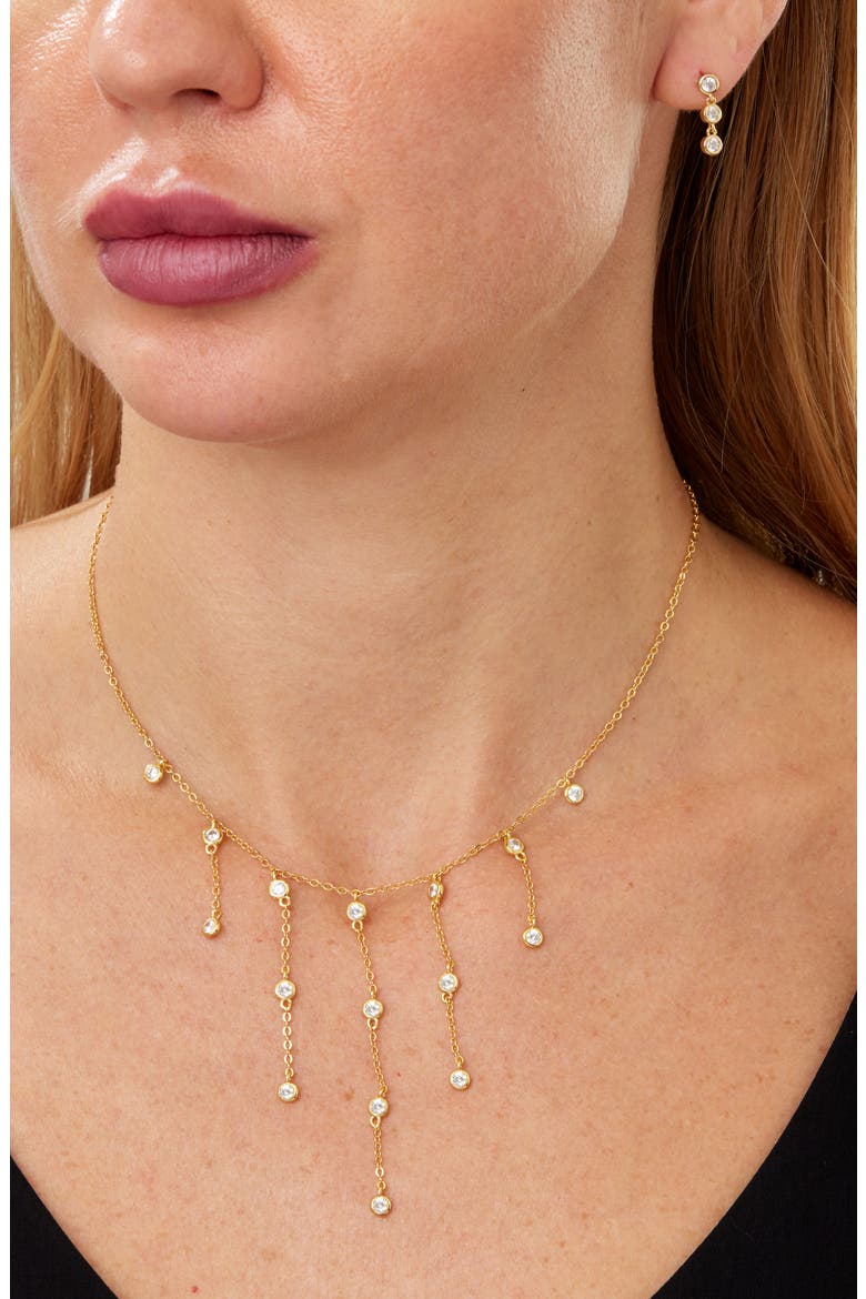 Cubic Zirconia Necklace and Drop Earrings Set, Alternate, color, YELLOW