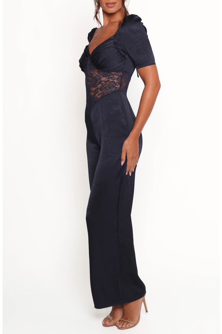 Milana Lace Inset Satin Jumpsuit, Alternate, color, NAVY
